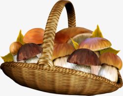 卡通蘑菇香菇编制手提菜篮素材
