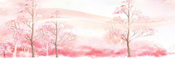 粉色树林唯美背景banner背景