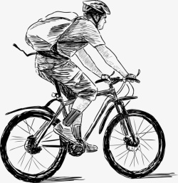 手绘骑自行车的人素材