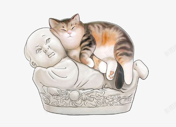 石雕上的猫咪png免抠素材_88icon https://88icon.com 小猫 猫咪 石雕上的猫 趴在石雕上休息的猫