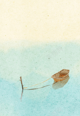 蓝色手绘湖面船只平面广告背景