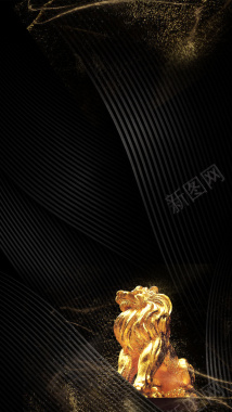 金色狮子商务海报背景背景