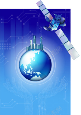 蓝色科技地球建筑数据背景矢量图背景