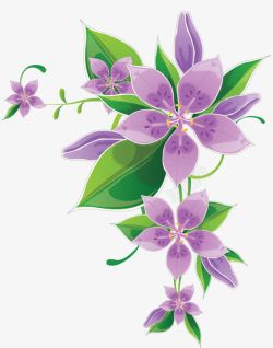 绿叶紫色小花边框素材