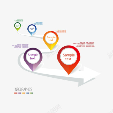 线上箭头箭头和定位标识矢量图图标图标