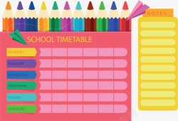 彩色铅笔粉色课表矢量图素材