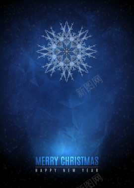 圣诞节唯美蓝色大雪花背景矢量图背景