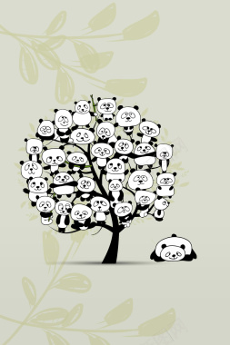 创意熊猫树植树节海报背景矢量图背景