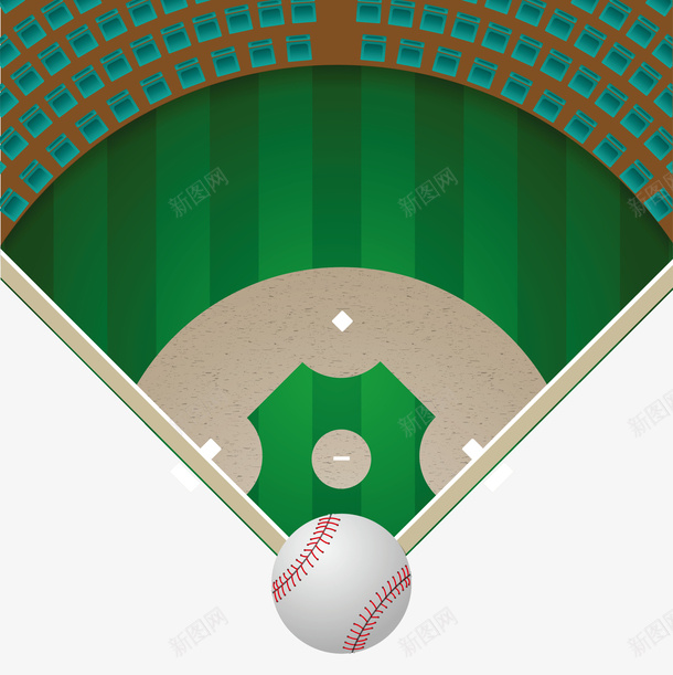 棒球场与棒球矢量图eps免抠素材_88icon https://88icon.com 一颗棒球 打棒球 棒球场 矢量棒球 绿色场地 矢量图