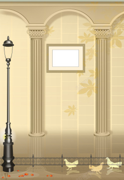 罗马路灯欧式长廊建筑柱子路灯家居海报背景矢量图高清图片