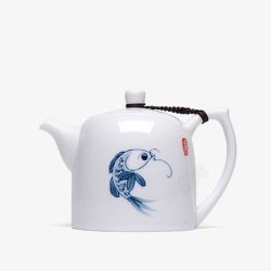 白色钟手绘青花白瓷大茶壶高清图片