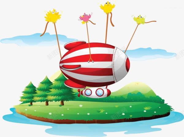 卡通海上的热气球png免抠素材_88icon https://88icon.com 卡通 小岛 树 海上的 热气球