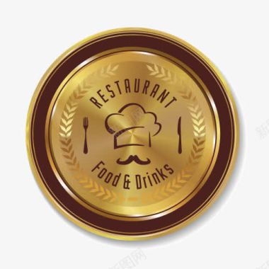 EPS金色餐厅标志图标图标