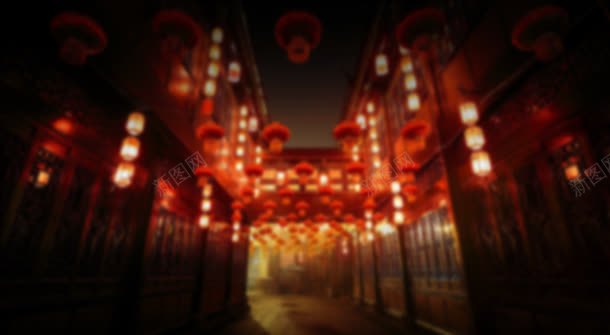 中国风阁楼红色灯笼背景