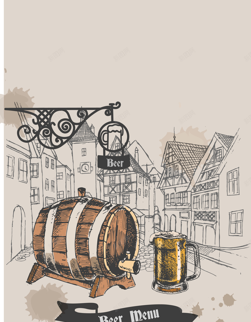 酒吧啤酒节海报矢量图ai设计背景_88icon https://88icon.com 丽江 卡通 啤酒 小镇 开心 手绘 童趣 艳遇 酒吧 矢量图