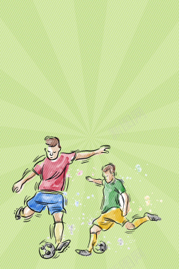 卡通足球运动海报背景矢量图背景