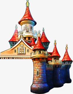 手绘欧式城堡装饰背景素材