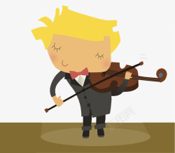 礼服插图穿礼服拉小提琴的小男孩高清图片
