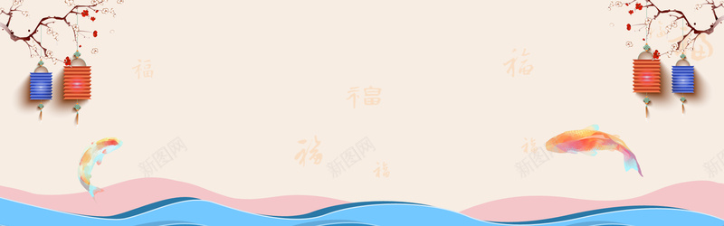 中国风春节黄色电商海报背景背景