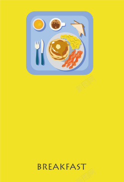 培根三明治扁平化西式早餐海报背景矢量图高清图片