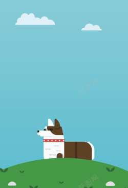 开心的狗狗可爱短腿柯基犬海报背景矢量图高清图片