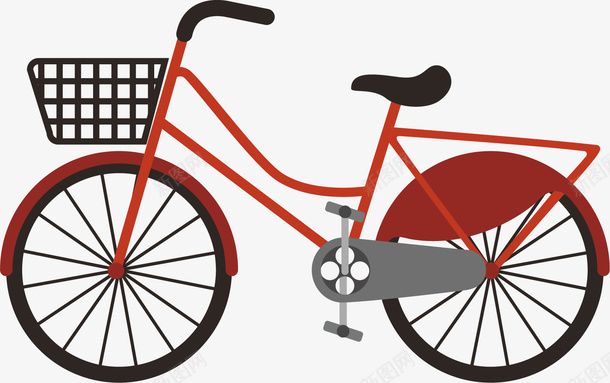 红色自行车卡通插画矢量图ai免抠素材_88icon https://88icon.com 卡通插画 红色 自行车 运动 锻炼身体 骑行 矢量图