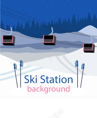 卡通矢量滑雪海报背景背景