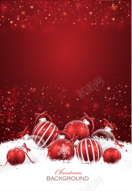 彩球红色圣诞海报背景矢量图背景