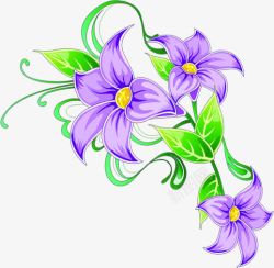 紫色手绘花朵植物装饰素材