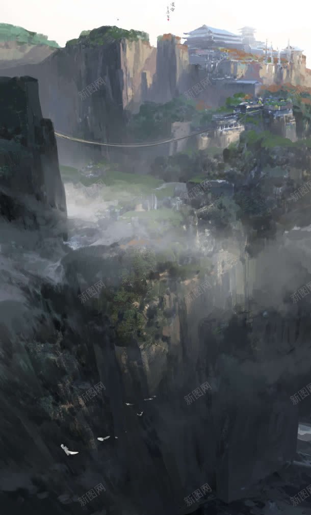 水墨画梦幻城堡建筑jpg设计背景_88icon https://88icon.com 城堡 建筑 梦幻 水墨画