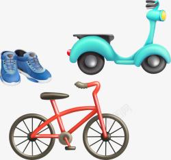 闉卡通电动车自行车运动鞋矢量图高清图片
