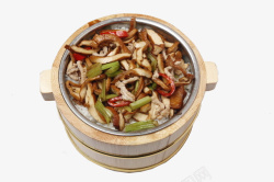 木桶豆腐干肉丝蒸饭素材