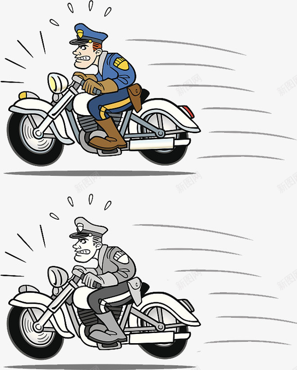 漫画骑着警察巡逻的psd免抠素材_88icon https://88icon.com 奔腾 巡查 平面 心急如焚 摩托车 漫画设计 警察