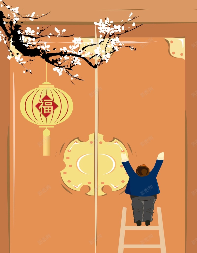 矢量中国风扁平化庙会年货新年背景ai设计背景_88icon https://88icon.com 中国风 人物 年货 庙会 扁平化 新年 春节 矢量 简约背景 红色背景 矢量图