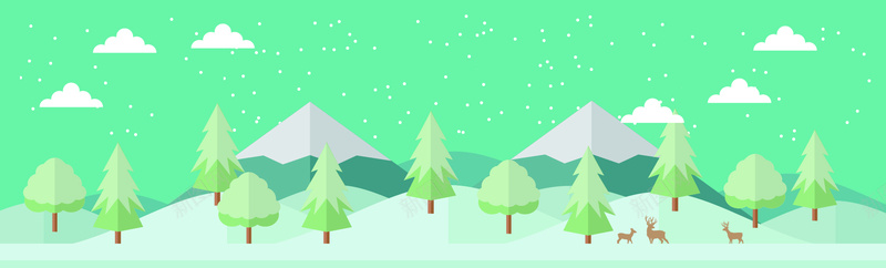 绿色森林雪景背景矢量图背景