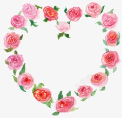 手绘玫瑰花爱心边框素材