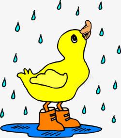 雨中小黄鸭素材