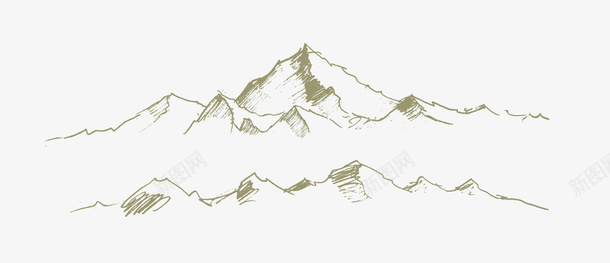 山手绘线稿png免抠素材_88icon https://88icon.com 写真在线 山 山峦 山峰 素描 线的构成 线稿 绿色