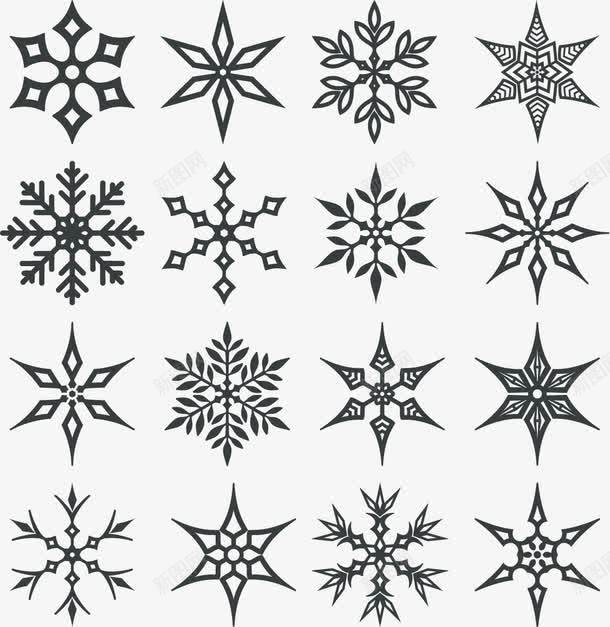 一组雪花png免抠素材_88icon https://88icon.com 六角星 雪花素材 雪花轮廓