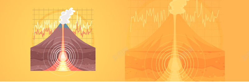 火山爆发背景图矢量图背景