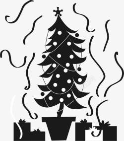 黑白彩带圣诞树素材