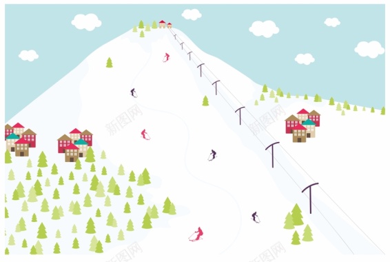 雪山滑雪场海报背景模板矢量图背景
