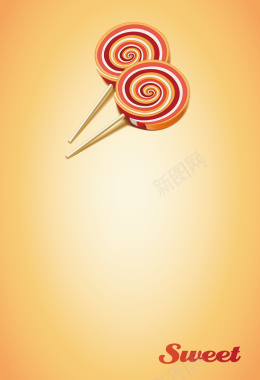 扁平化手工棒棒糖甜食海报背景矢量图背景