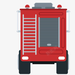 红色消防车背面矢量图素材