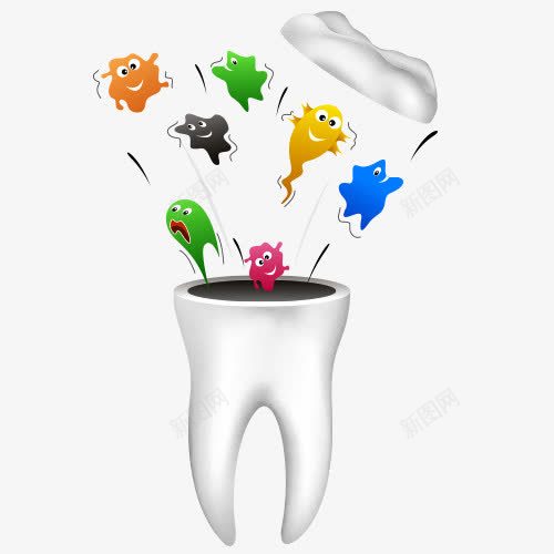 牙齿病菌卡通图png免抠素材_88icon https://88icon.com 牙医医生 牙痛 牙齿修护卡通图 牙齿治疗 牙齿疼痛