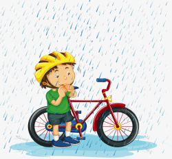 在大雨中骑车出行的人矢量图素材