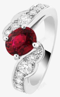 产品实物红色单科钮壁红宝石戒指素材