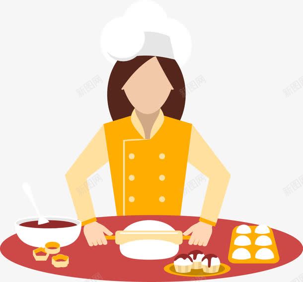 厨师png免抠素材_88icon https://88icon.com 人物 卡通 卡通人物 厨娘 厨子 厨师 和面 女 扁平 料理 料理插图 饺子