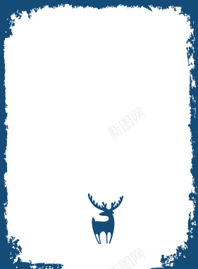 手绘小鹿蓝色边框背景矢量图背景