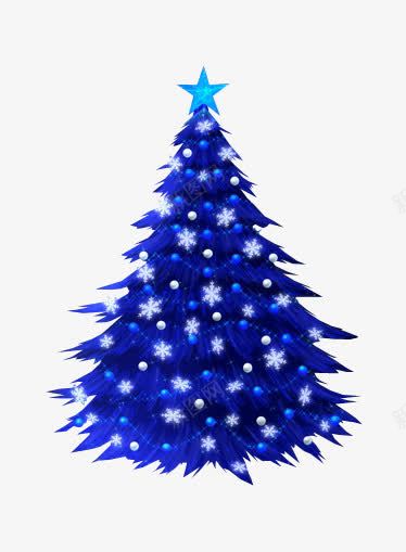 蓝色圣诞树png免抠素材_88icon https://88icon.com 五角星 卡通 圣诞树 蓝色 装饰